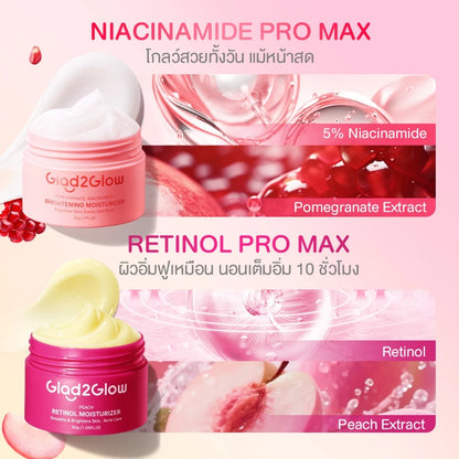 Thai FDA registered Glad2Glow Peach Retinol Moisturizer 10-2-6700016218 dermatologist-tested suitable for sensitive skin anti-aging brightening care